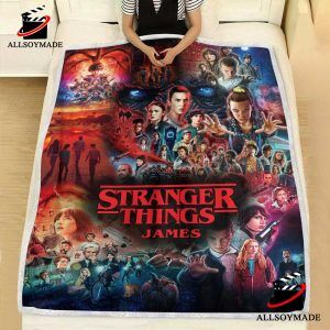 Netflix Stranger Things Simple Red Logo Fleece Blanket by Ramy Atla - Pixels