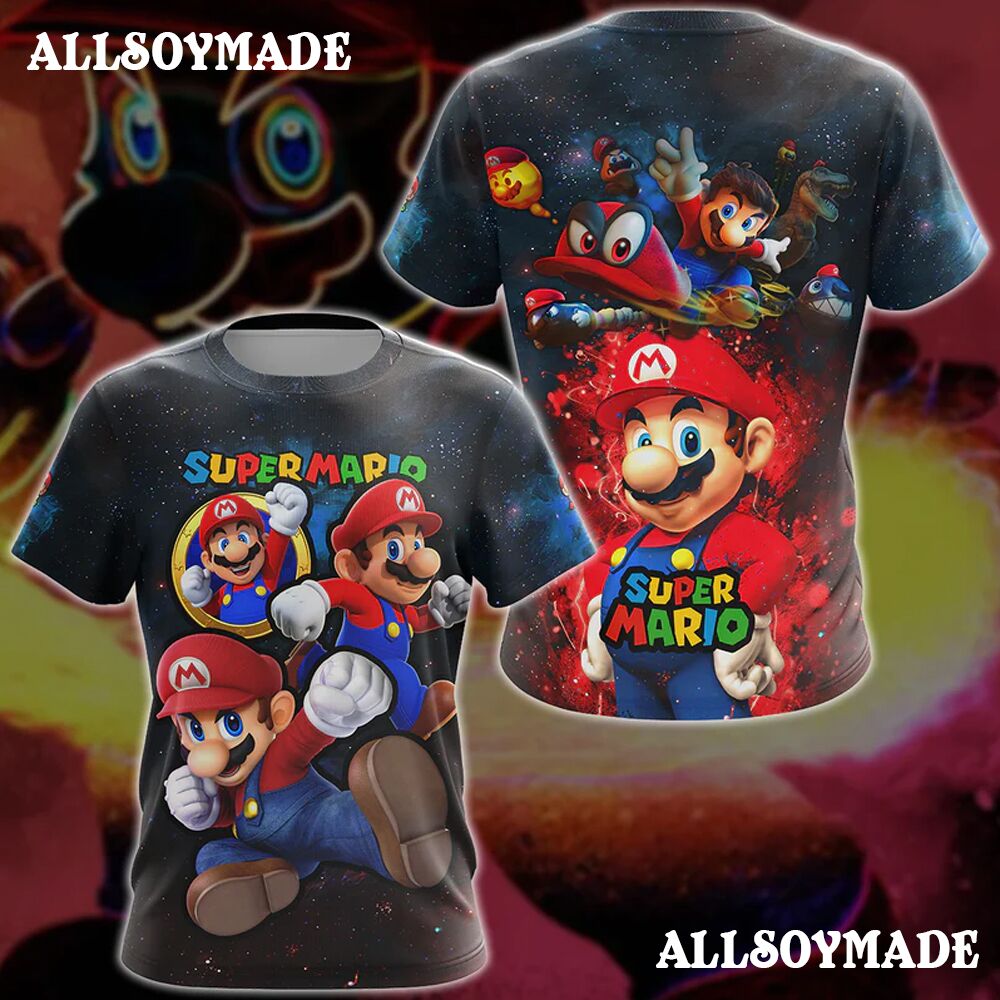 Colorful Nintendo Super Mario 3D Shirt, Super Mario Bros T Shirt, Cheap Nintendo Merchandise 1