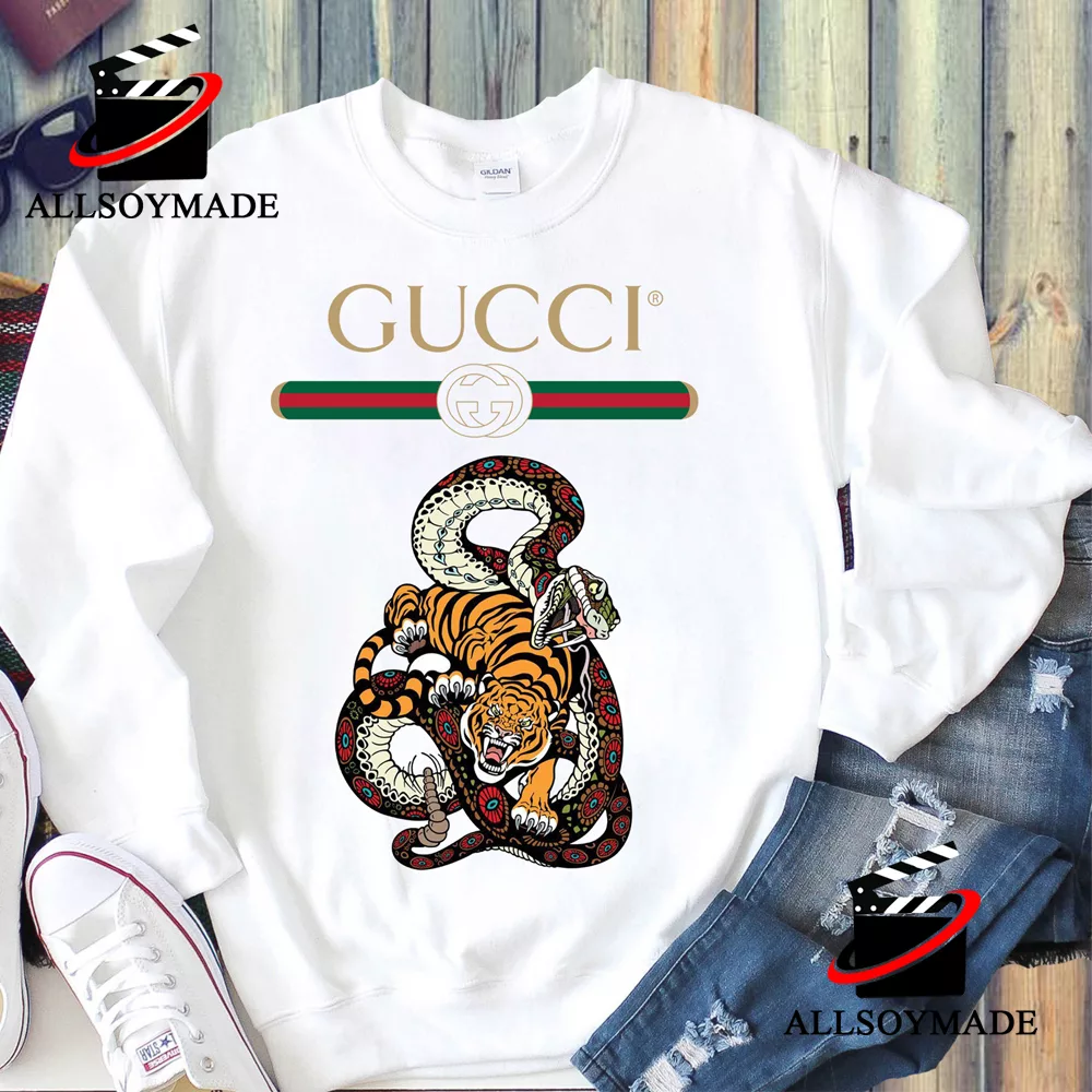 Cheap Snake And Tiger Gucci Shirt, Logo Gucci T Shirt Original - Allsoymade